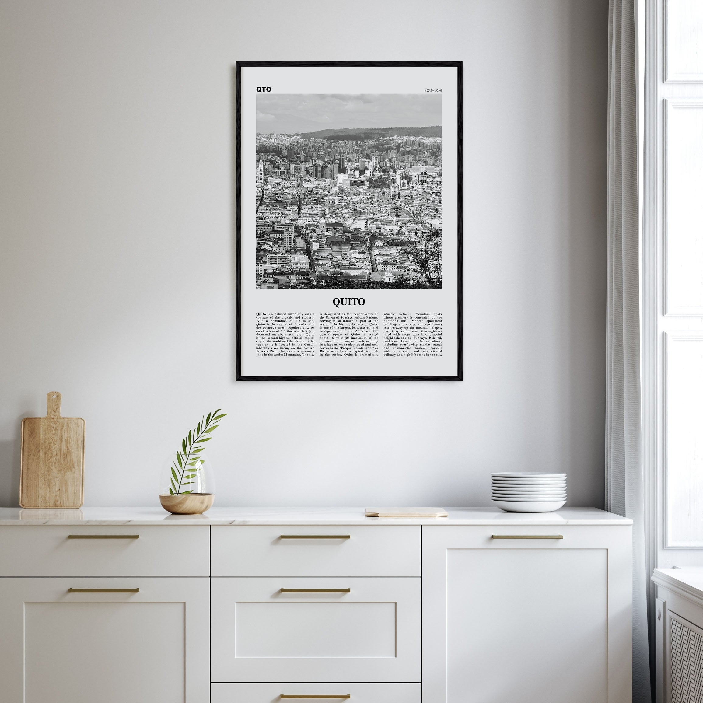 Quito Travel B&W Poster