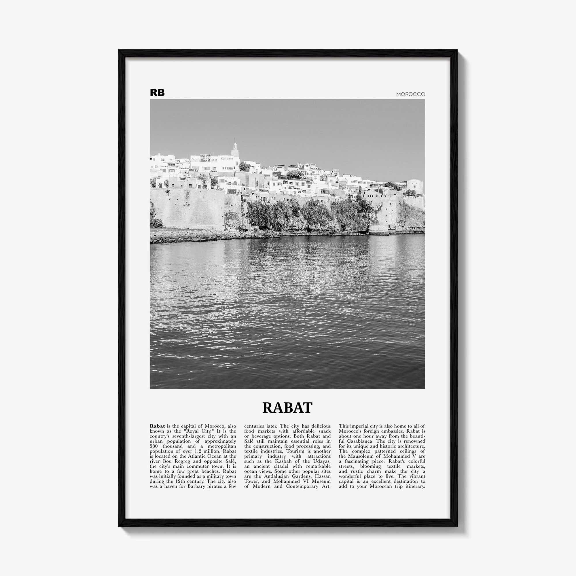 Rabat Print Black and White, Rabat Wall Art, Rabat Poster, Rabat Photo, Rabat Wall Décor, Morocco, الرباط, ⴰⵕⴱⴰⵟ