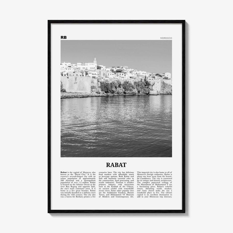Rabat Print Black and White, Rabat Wall Art, Rabat Poster, Rabat Photo, Rabat Wall Décor, Morocco, الرباط, ⴰⵕⴱⴰⵟ
