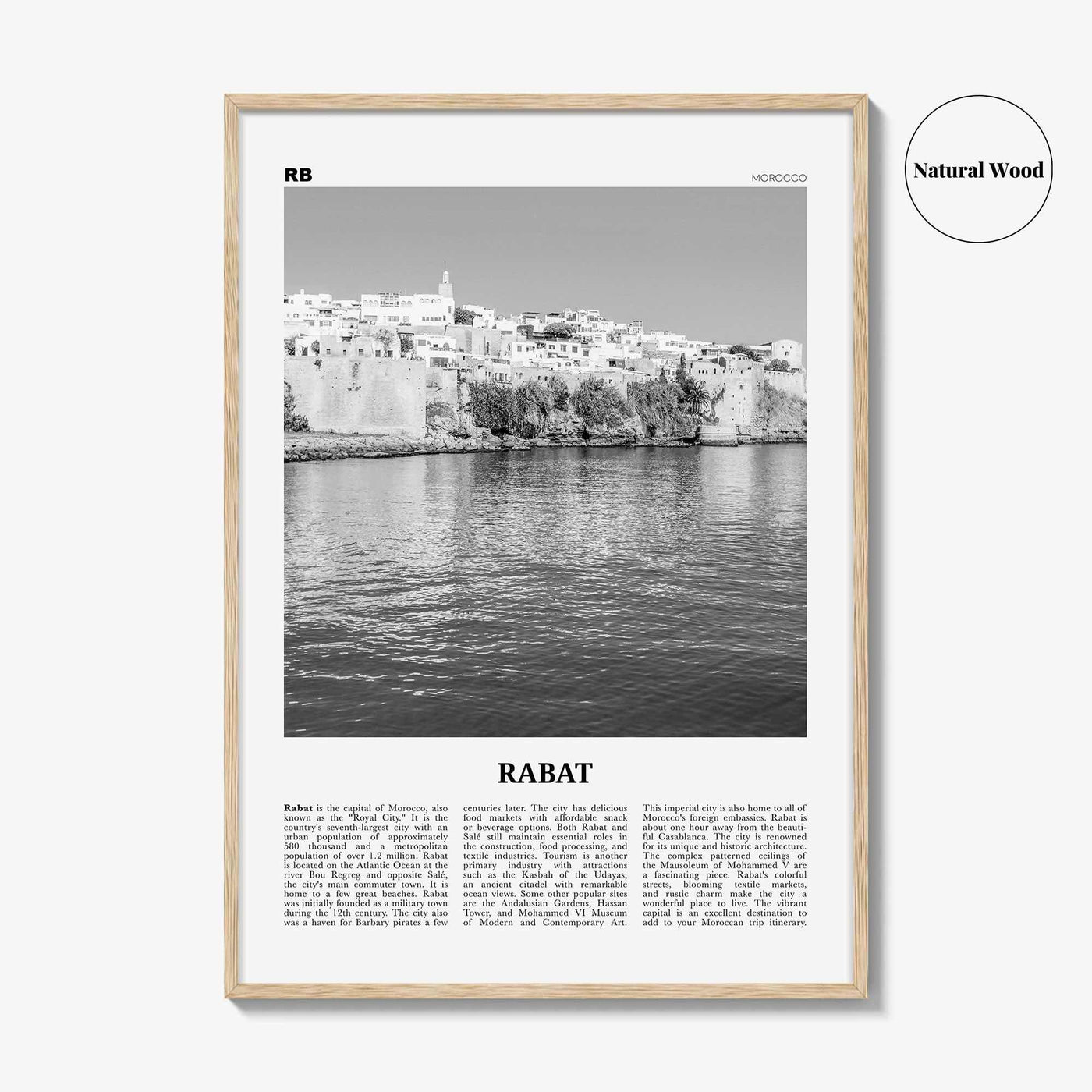 Rabat Print Black and White, Rabat Wall Art, Rabat Poster, Rabat Photo, Rabat Wall Décor, Morocco, الرباط, ⴰⵕⴱⴰⵟ