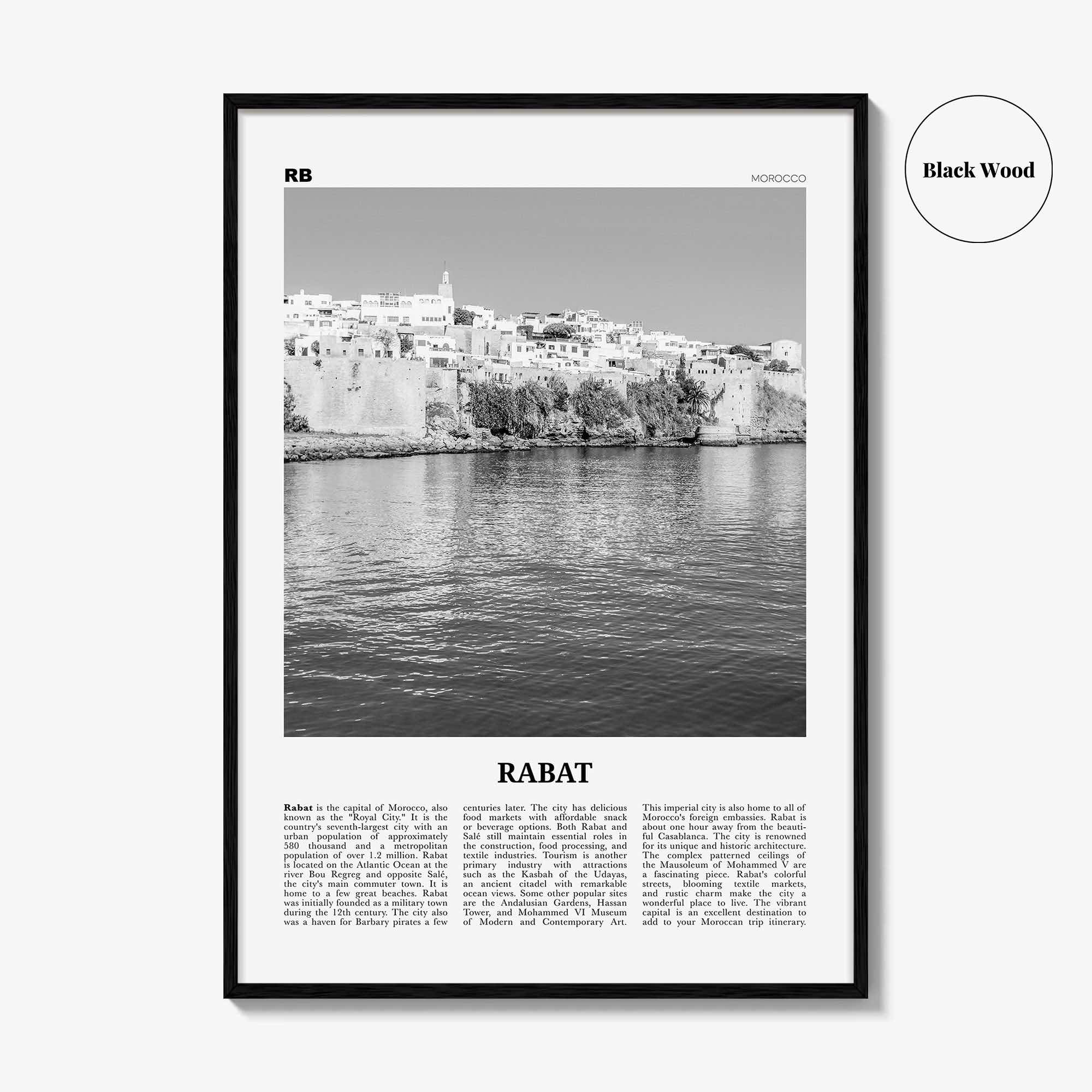 Rabat Print Black and White, Rabat Wall Art, Rabat Poster, Rabat Photo, Rabat Wall Décor, Morocco, الرباط, ⴰⵕⴱⴰⵟ