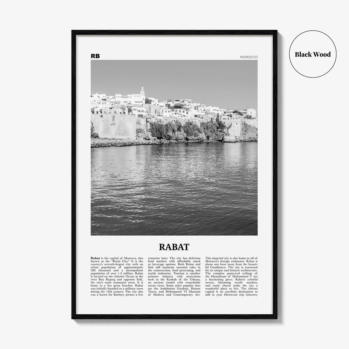 Rabat Print Black and White, Rabat Wall Art, Rabat Poster, Rabat Photo, Rabat Wall Décor, Morocco, الرباط, ⴰⵕⴱⴰⵟ