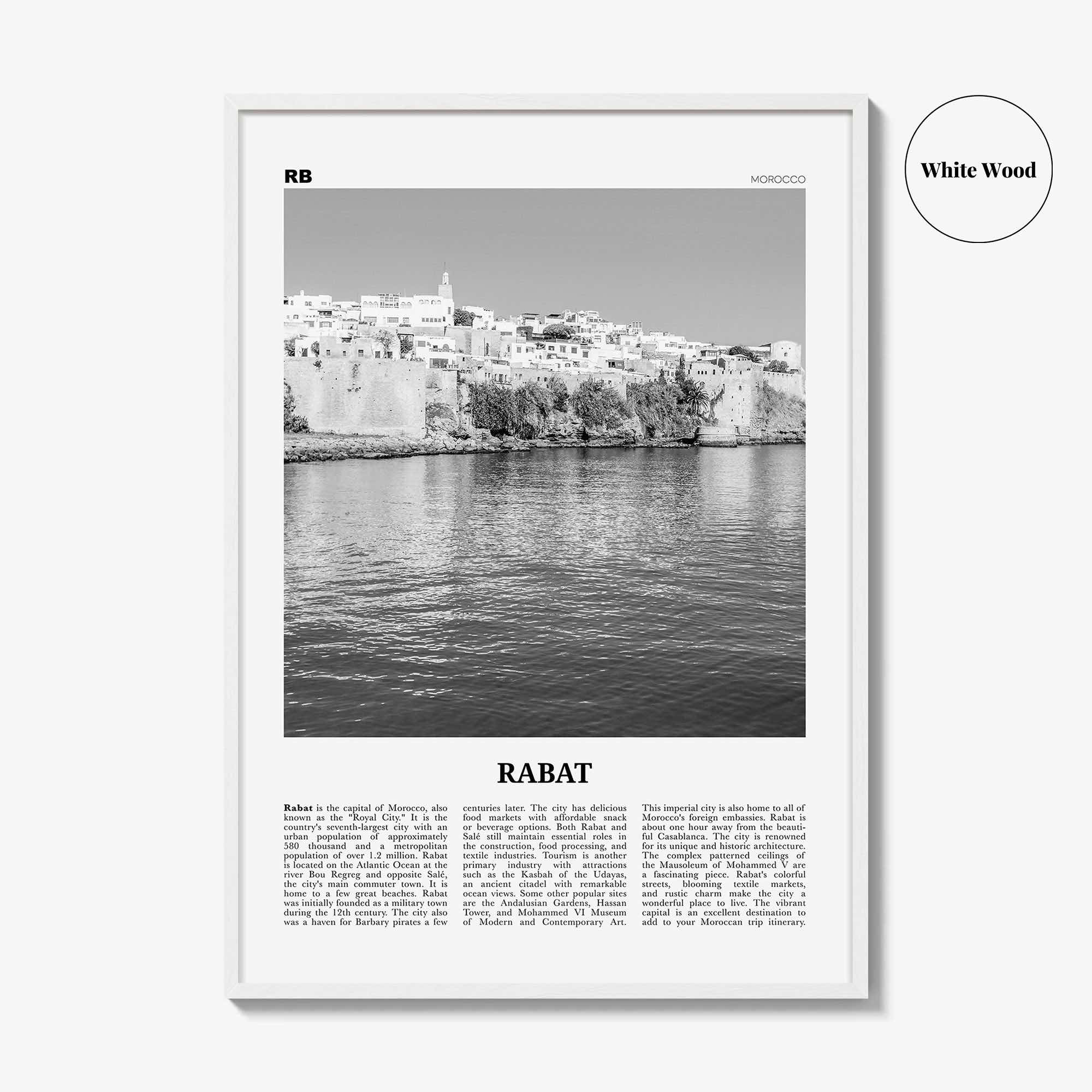 Rabat Print Black and White, Rabat Wall Art, Rabat Poster, Rabat Photo, Rabat Wall Décor, Morocco, الرباط, ⴰⵕⴱⴰⵟ