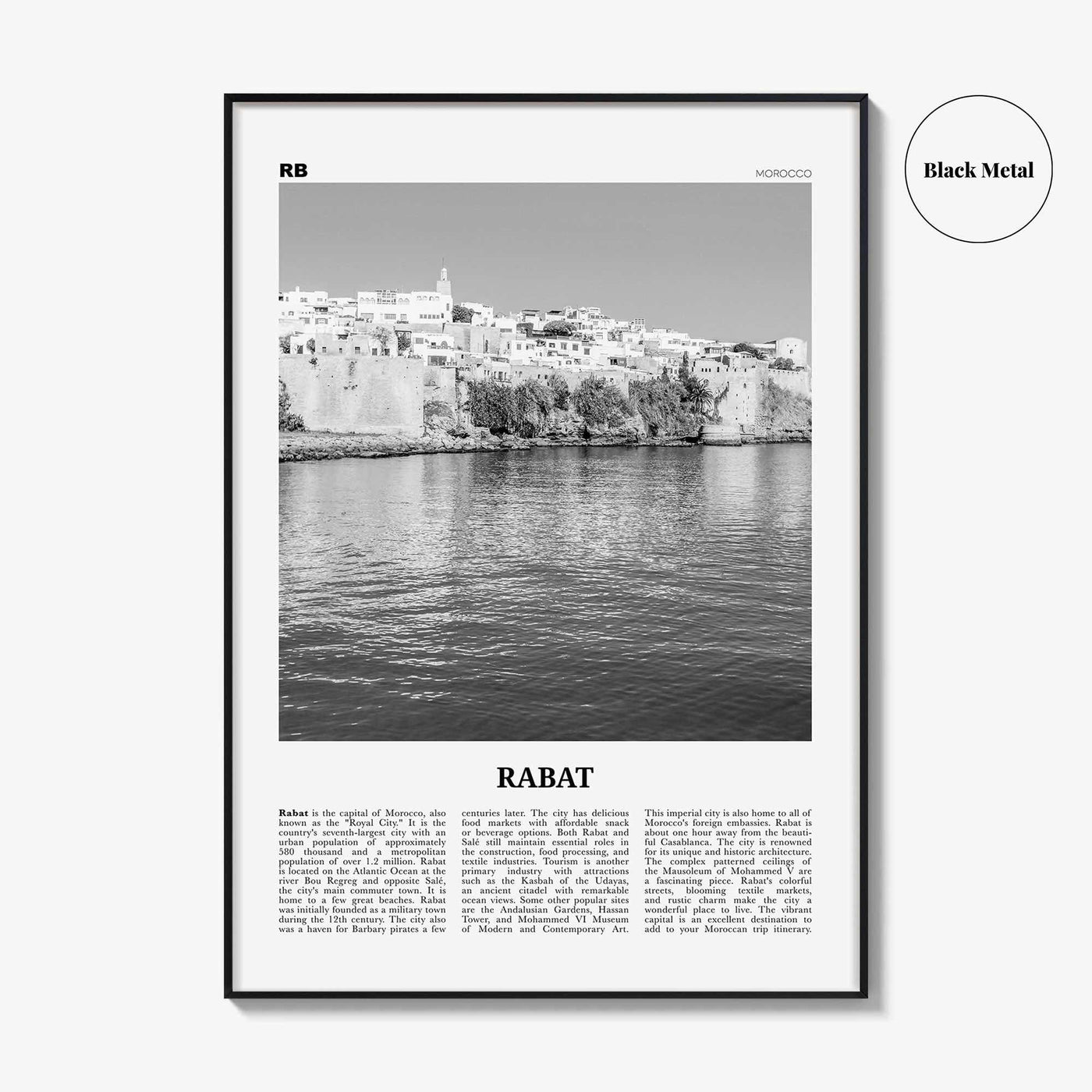 Rabat Print Black and White, Rabat Wall Art, Rabat Poster, Rabat Photo, Rabat Wall Décor, Morocco, الرباط, ⴰⵕⴱⴰⵟ