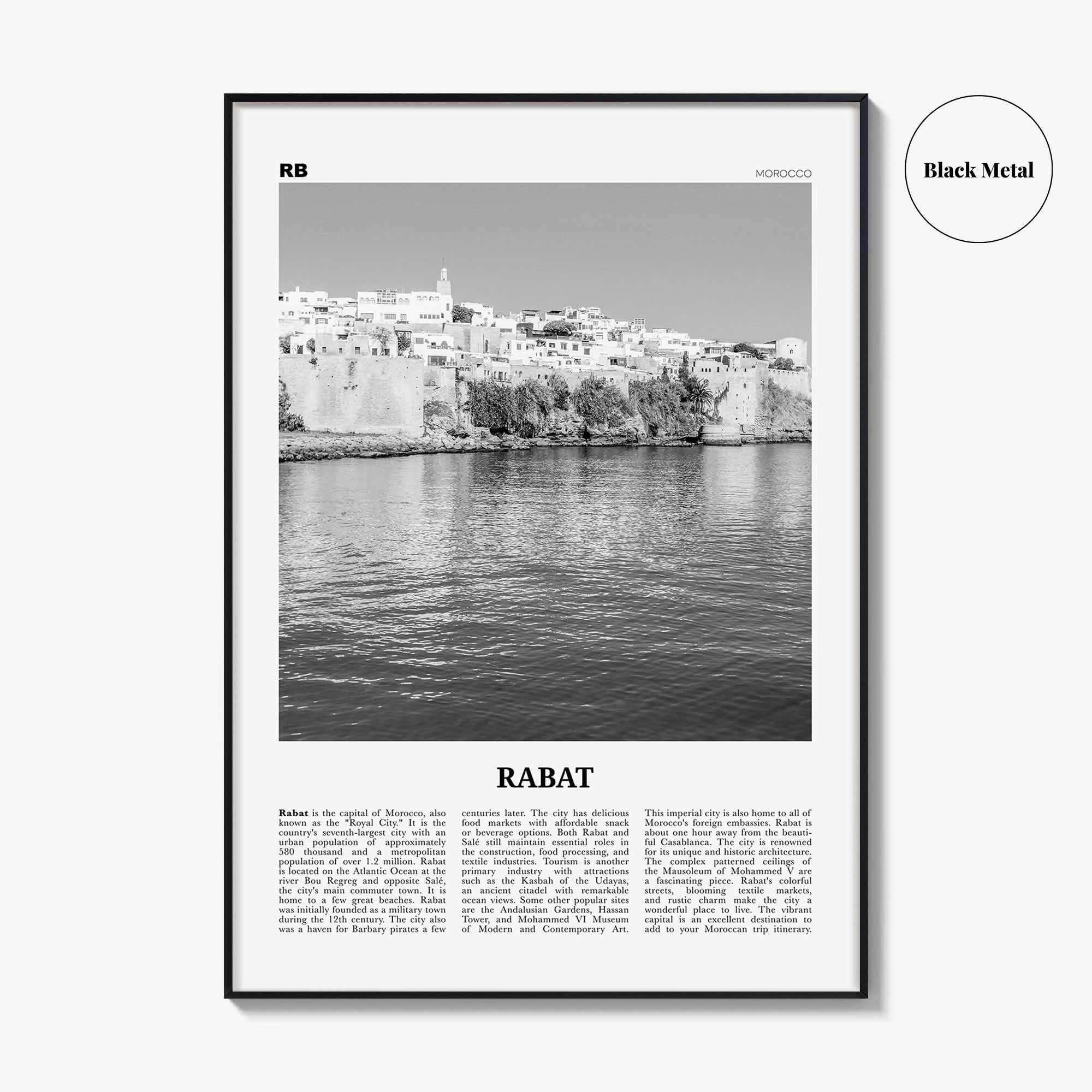 Rabat Print Black and White, Rabat Wall Art, Rabat Poster, Rabat Photo, Rabat Wall Décor, Morocco, الرباط, ⴰⵕⴱⴰⵟ