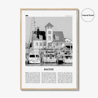 Racine Print Black and White, Racine Wall Art, Racine Poster, Racine Photo, Racine Map, Racine Wall Decor, Wisconsin, USA, United States
