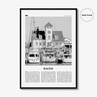 Racine Print Black and White, Racine Wall Art, Racine Poster, Racine Photo, Racine Map, Racine Wall Decor, Wisconsin, USA, United States