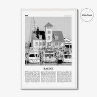Racine Print Black and White, Racine Wall Art, Racine Poster, Racine Photo, Racine Map, Racine Wall Decor, Wisconsin, USA, United States