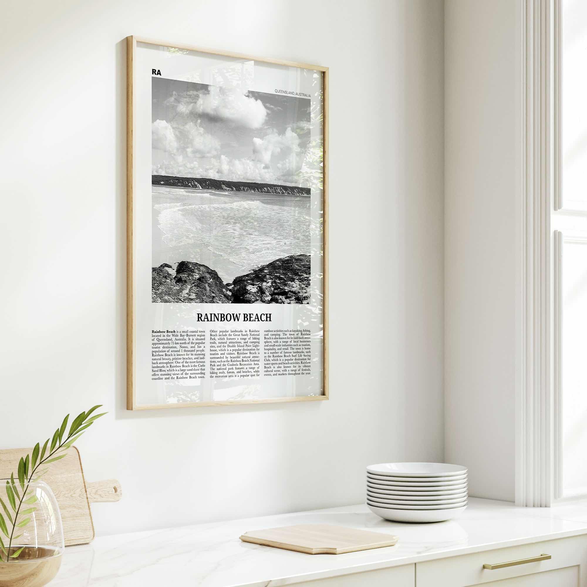 Rainbow Beach Print Black and White, Rainbow Beach Art, Rainbow Beach Poster, Rainbow Beach Photo, Rainbow Beach Décor, Rainbow Beach Map