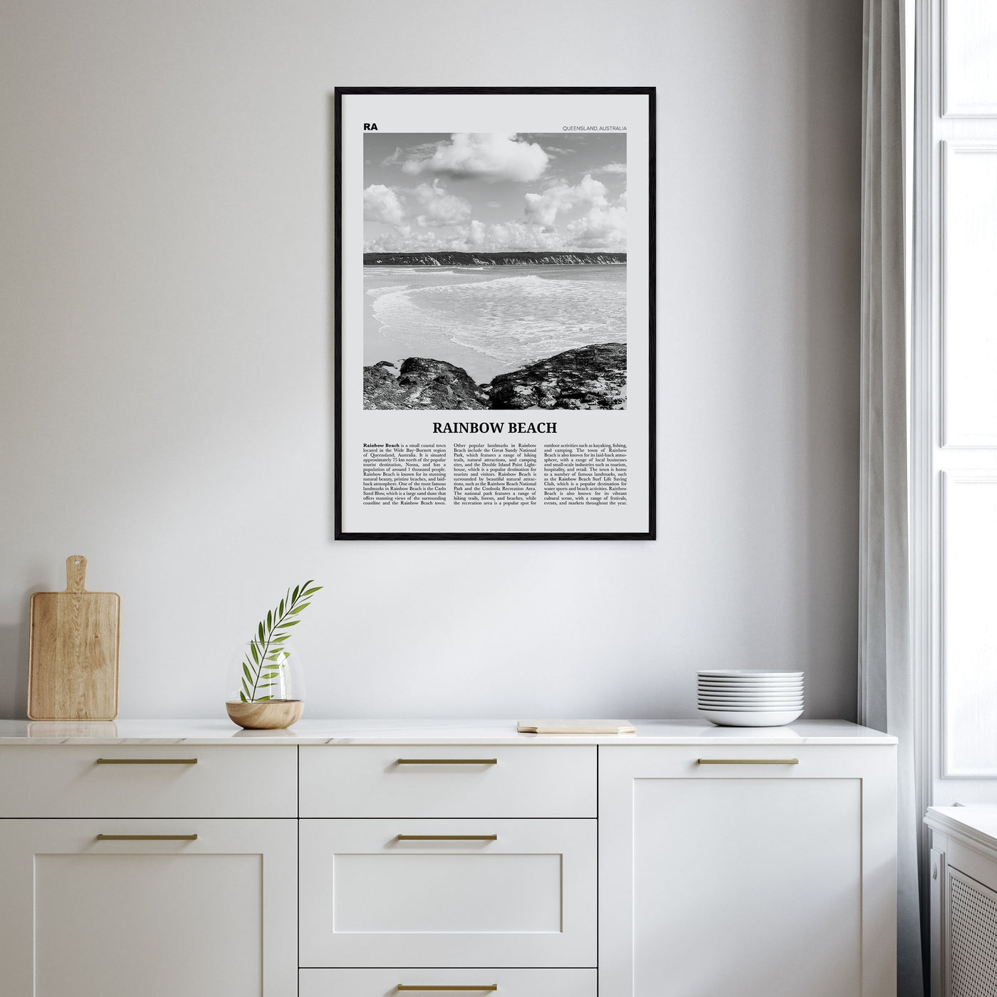 Rainbow Beach Travel B&W Poster