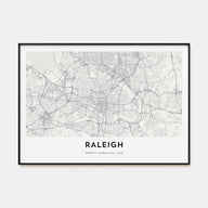 Raleigh Map Landscape Poster