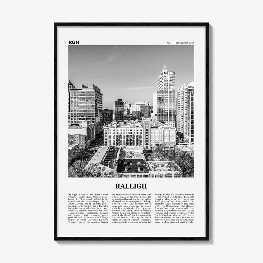 Raleigh Print Black and White No 1, Raleigh Wall Art, Raleigh Poster, Raleigh Photo, North Carolina, USA, United States, North America