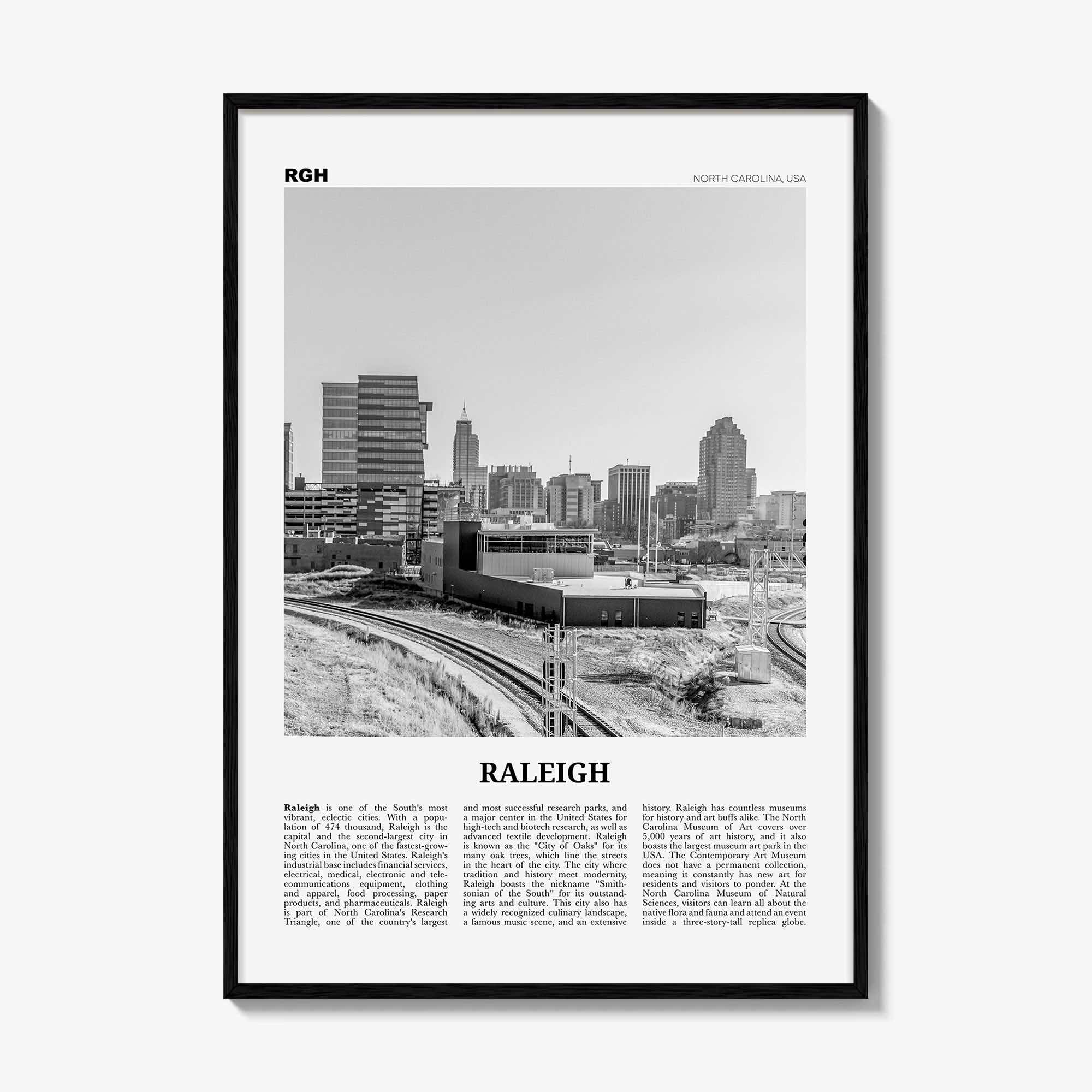 Raleigh Print Black and White No 2, Raleigh Wall Art, Raleigh Poster, Raleigh Photo, North Carolina, USA, United States, North America