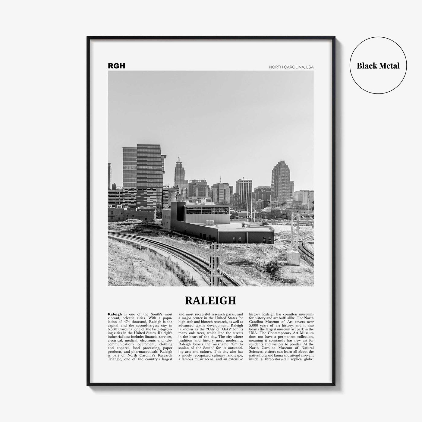 Raleigh Print Black and White No 2, Raleigh Wall Art, Raleigh Poster, Raleigh Photo, North Carolina, USA, United States, North America