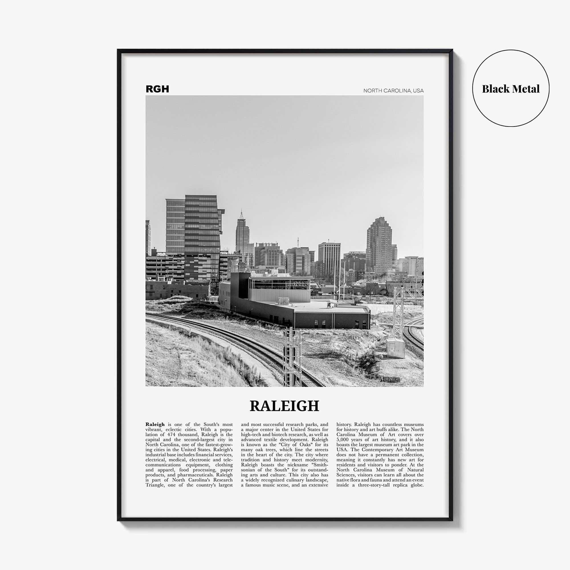 Raleigh Print Black and White No 2, Raleigh Wall Art, Raleigh Poster, Raleigh Photo, North Carolina, USA, United States, North America