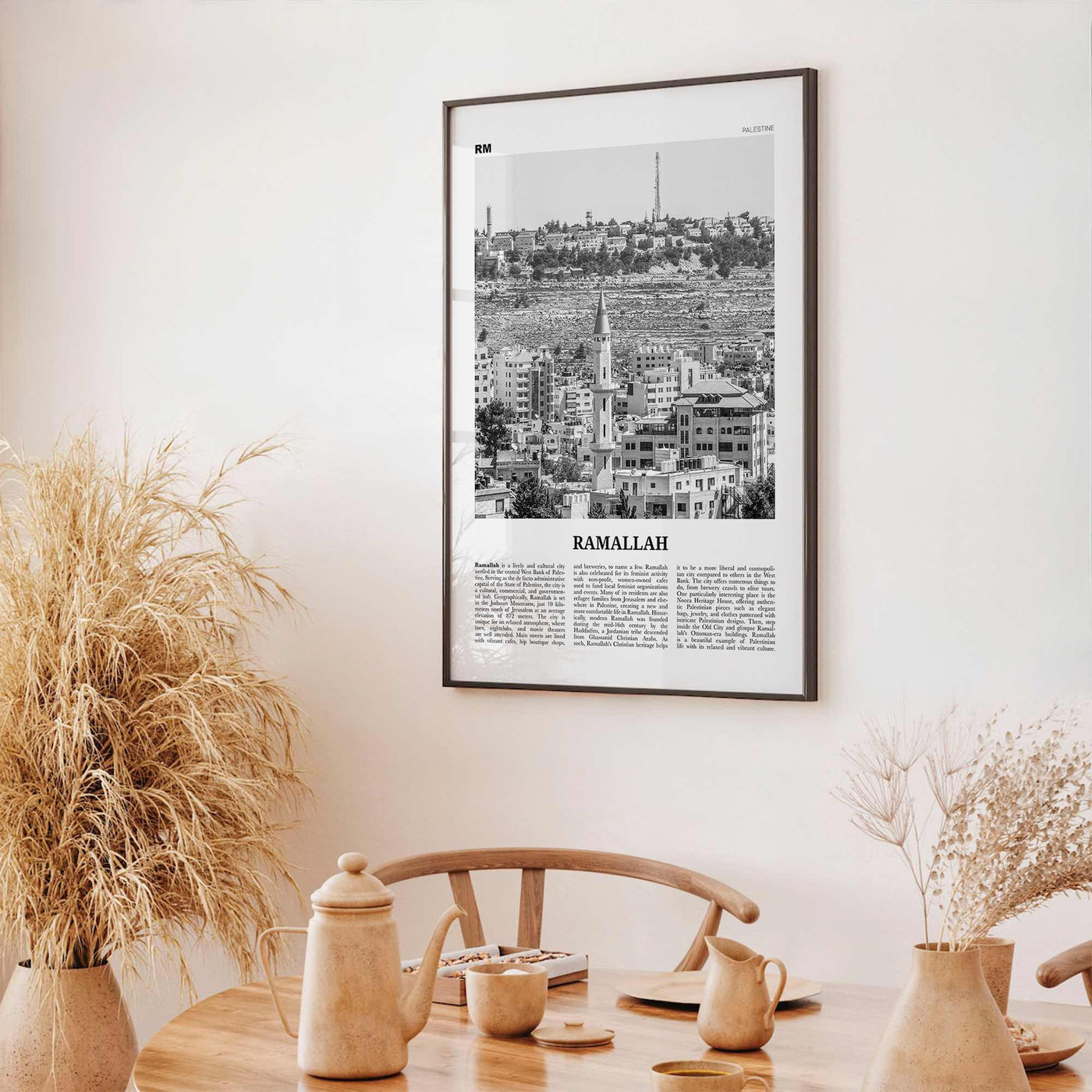 Ramallah Print Black and White, Ramallah Wall Art, Ramallah Poster, Ramallah Photo, Ramallah Wall Décor, Ramallah Map, Palestine