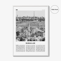 Ramallah Print Black and White, Ramallah Wall Art, Ramallah Poster, Ramallah Photo, Ramallah Wall Décor, Ramallah Map, Palestine