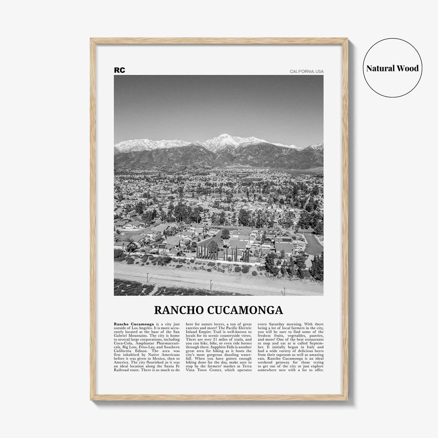 Rancho Cucamonga Print Black and White, Rancho Cucamonga Wall Art, Rancho Cucamonga Poster, Rancho Cucamonga Photo, California, USA