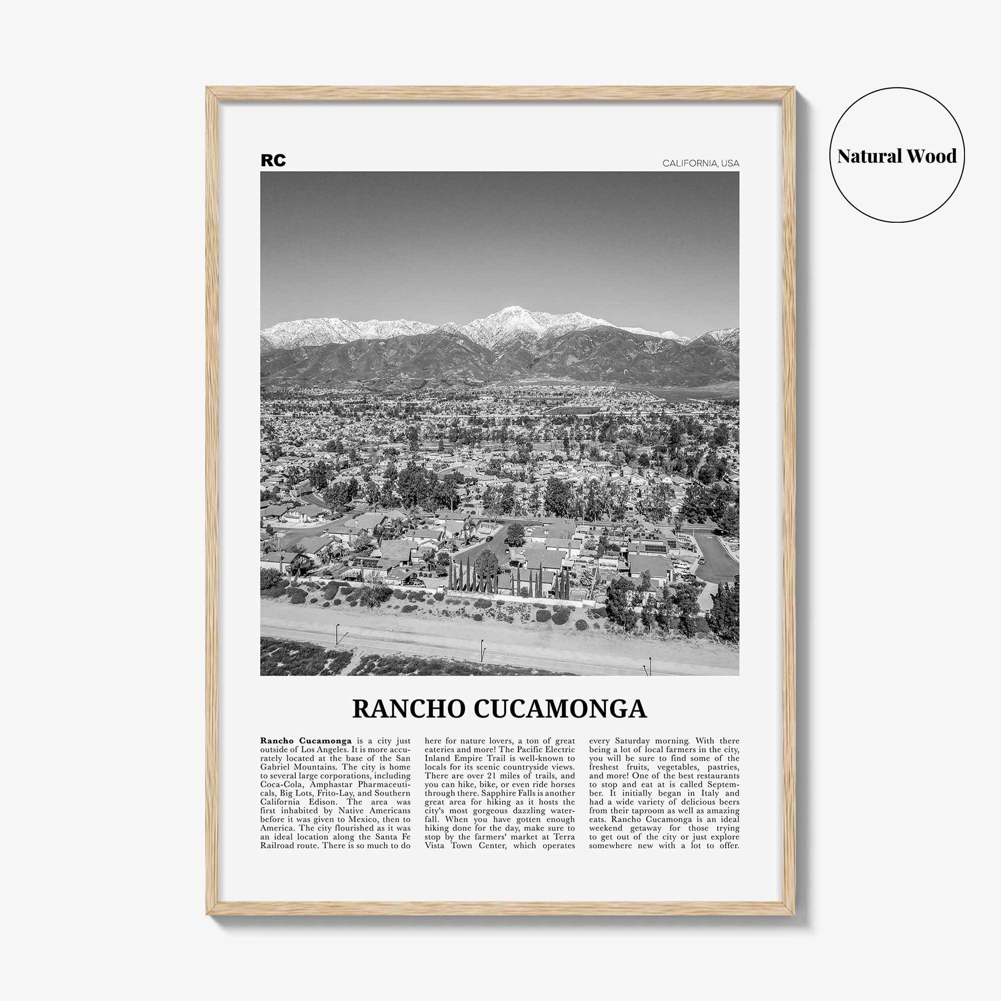 Rancho Cucamonga Print Black and White, Rancho Cucamonga Wall Art, Rancho Cucamonga Poster, Rancho Cucamonga Photo, California, USA
