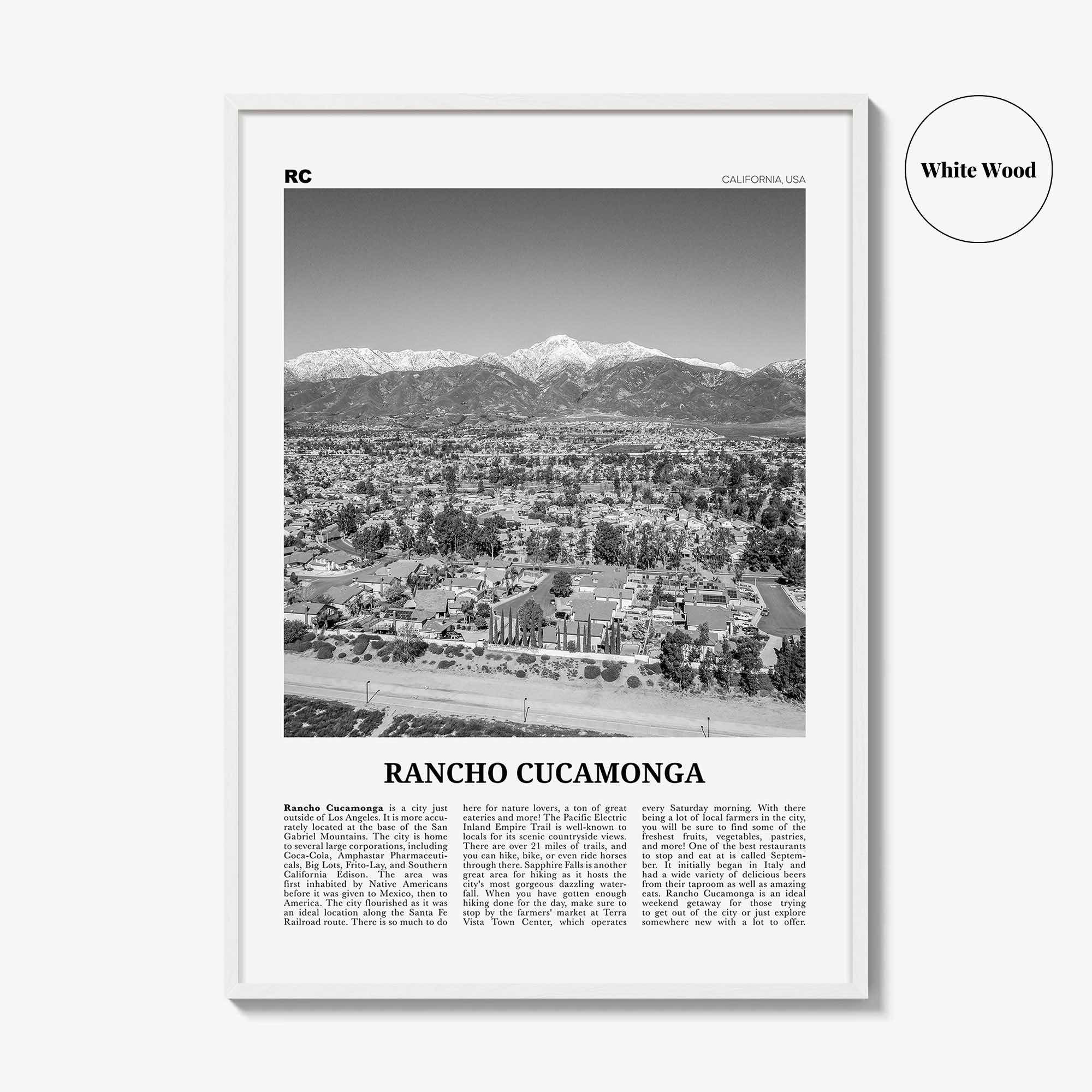 Rancho Cucamonga Print Black and White, Rancho Cucamonga Wall Art, Rancho Cucamonga Poster, Rancho Cucamonga Photo, California, USA
