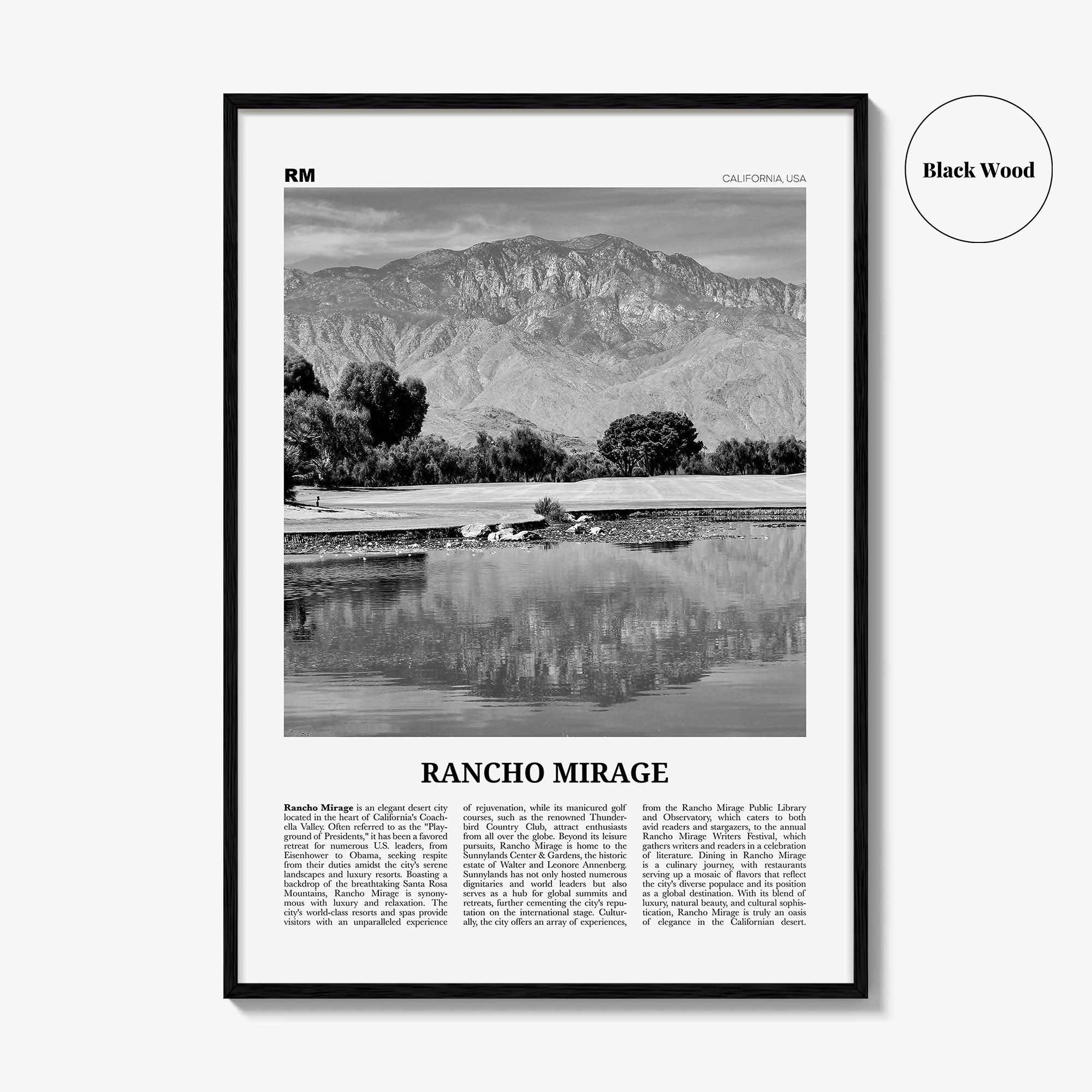 Rancho Mirage Print Black and White, Rancho Mirage Wall Art, Rancho Mirage Poster, Rancho Mirage Photo, Rancho Mirage Wall Décor