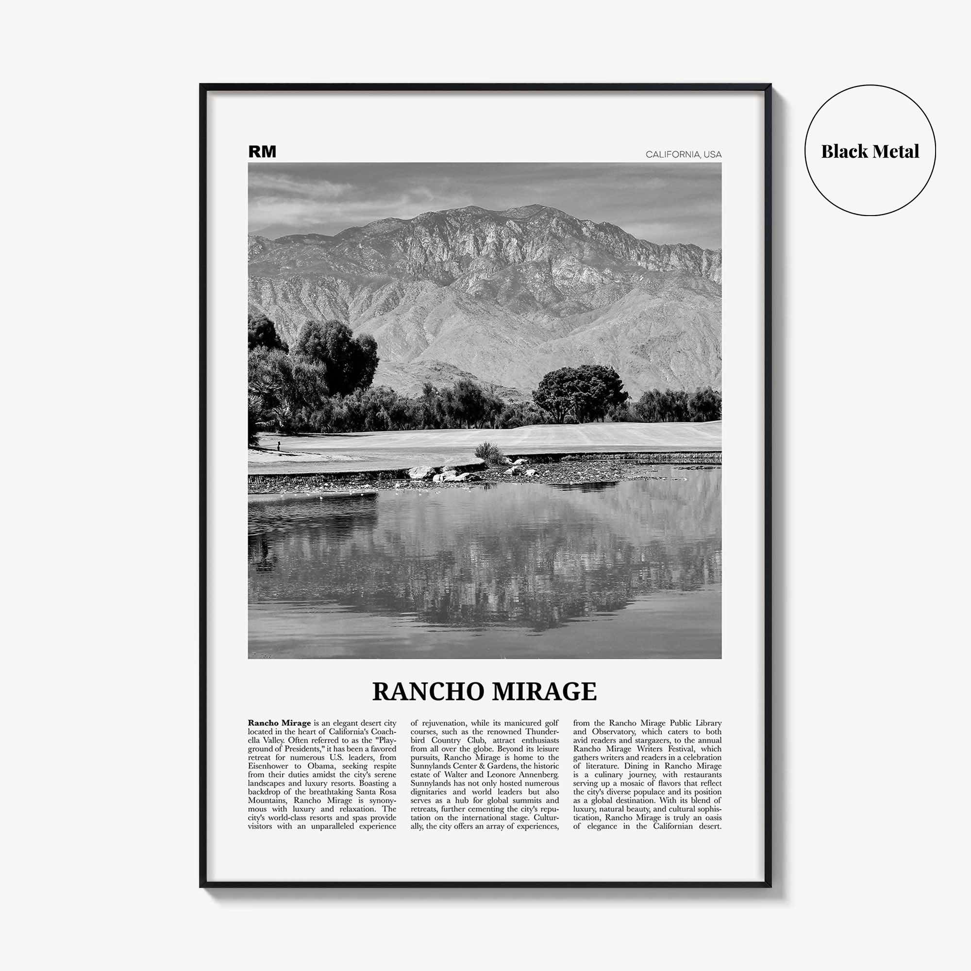 Rancho Mirage Print Black and White, Rancho Mirage Wall Art, Rancho Mirage Poster, Rancho Mirage Photo, Rancho Mirage Wall Décor