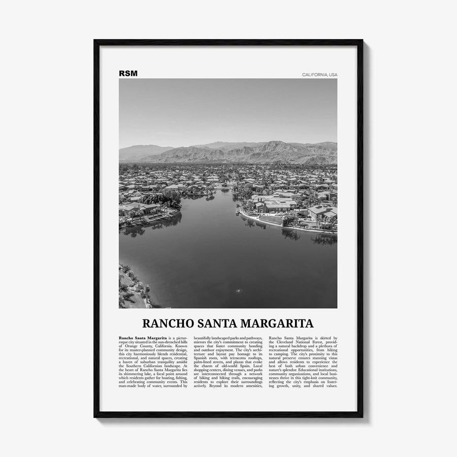 Rancho Santa Margarita Print Black and White, Rancho Santa Margarita Wall Art, Rancho Santa Margarita Poster, Rancho Santa Margarita Photo