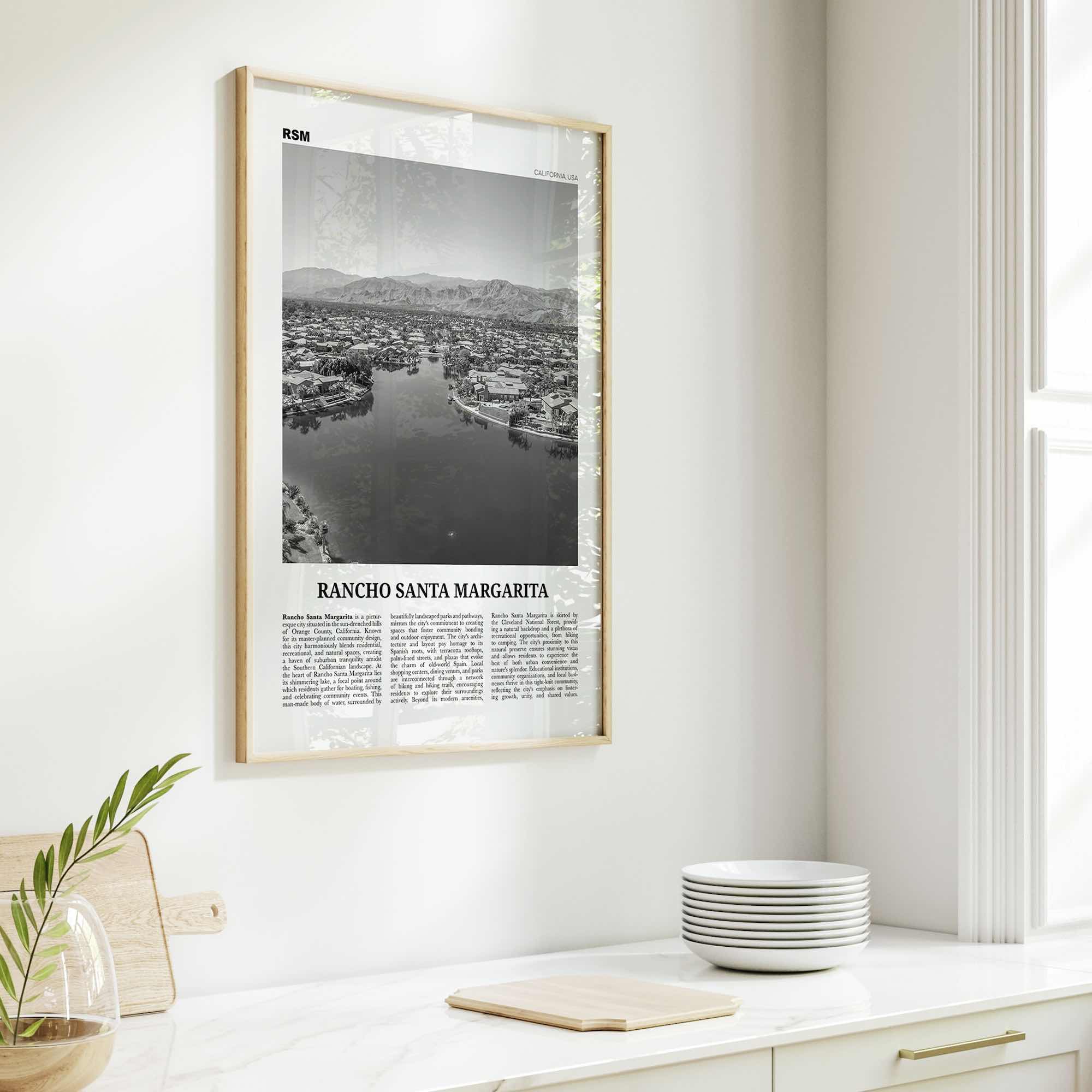 Rancho Santa Margarita Print Black and White, Rancho Santa Margarita Wall Art, Rancho Santa Margarita Poster, Rancho Santa Margarita Photo