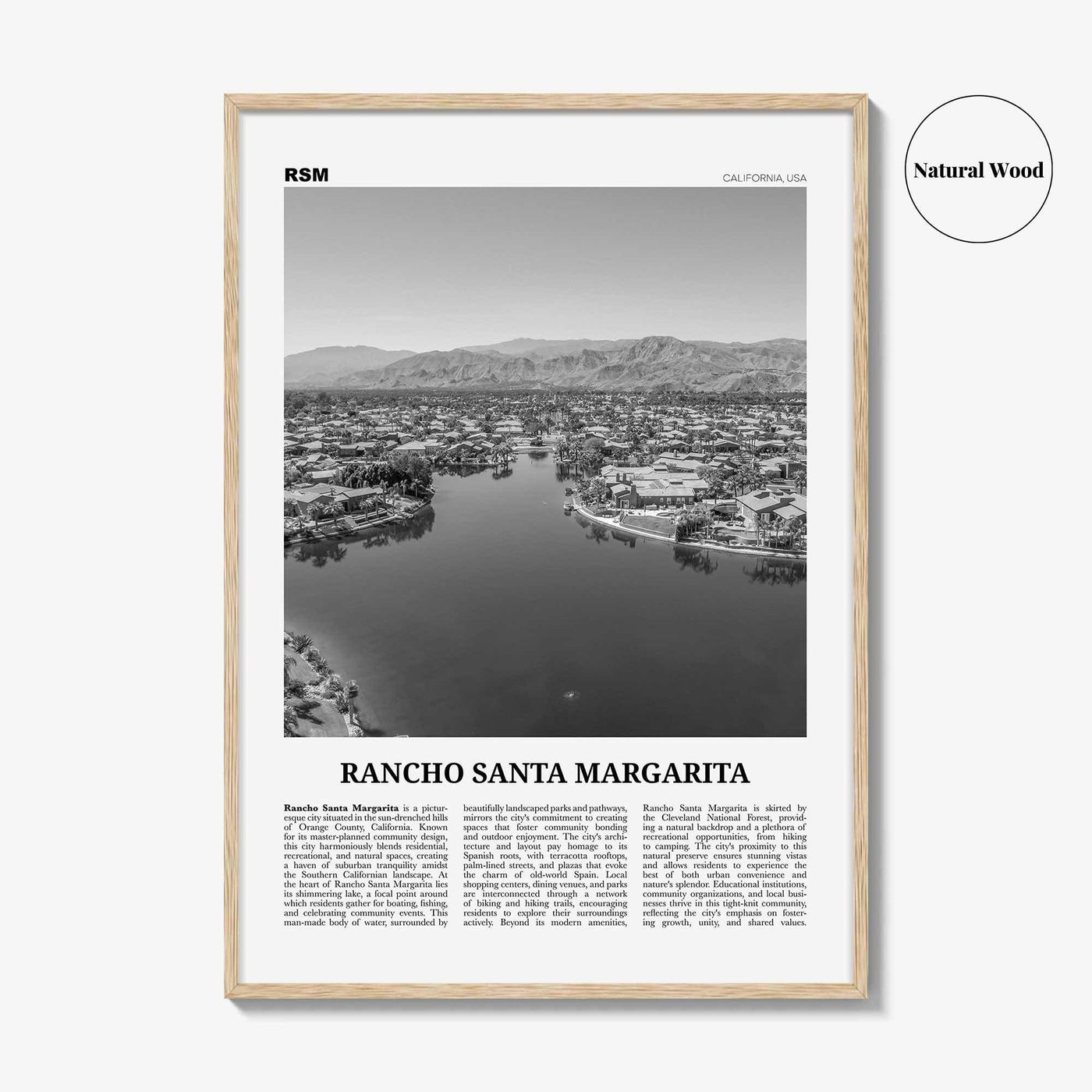 Rancho Santa Margarita Print Black and White, Rancho Santa Margarita Wall Art, Rancho Santa Margarita Poster, Rancho Santa Margarita Photo