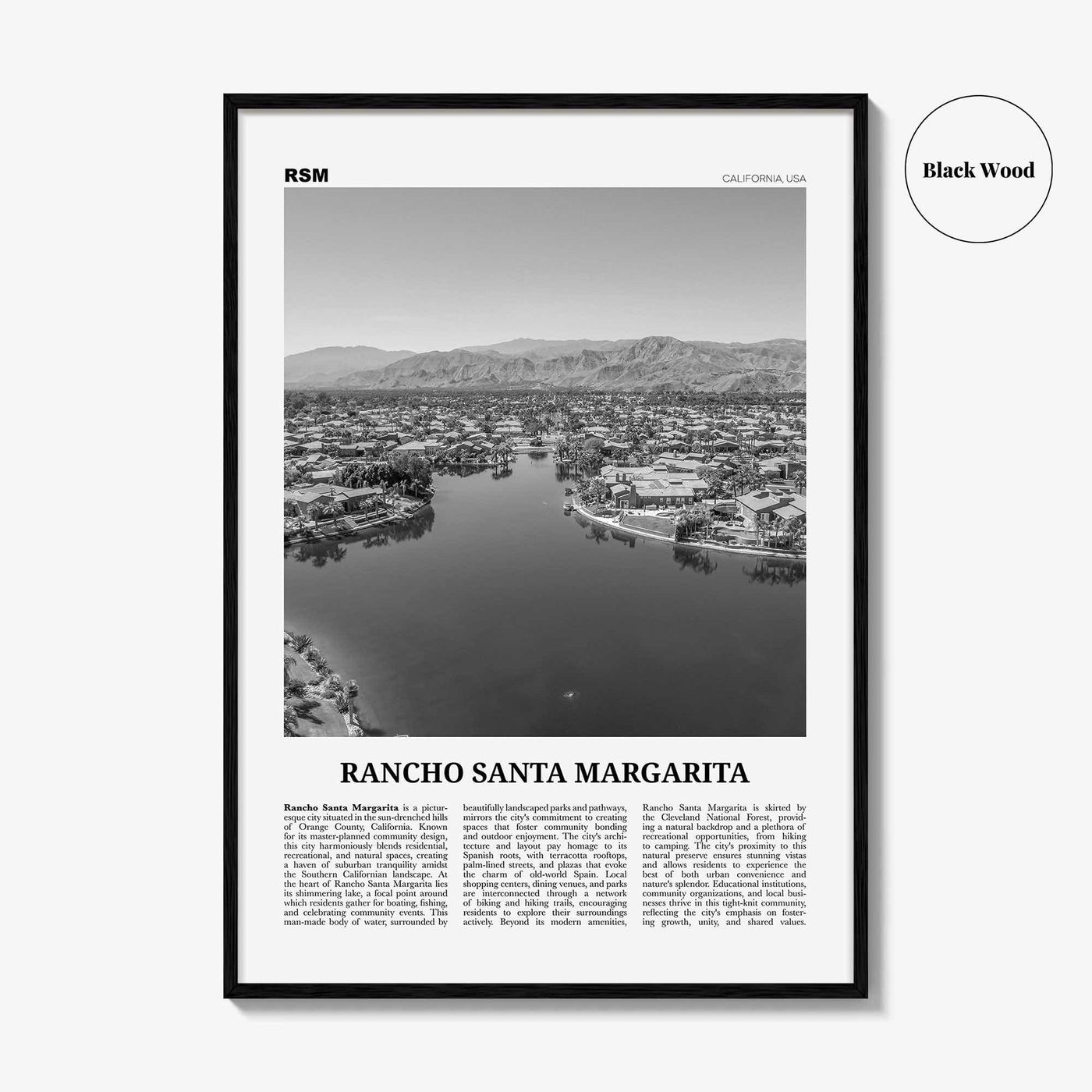Rancho Santa Margarita Print Black and White, Rancho Santa Margarita Wall Art, Rancho Santa Margarita Poster, Rancho Santa Margarita Photo