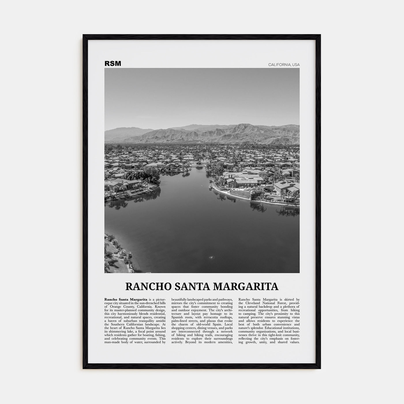 Rancho Santa Margarita Travel B&W Poster