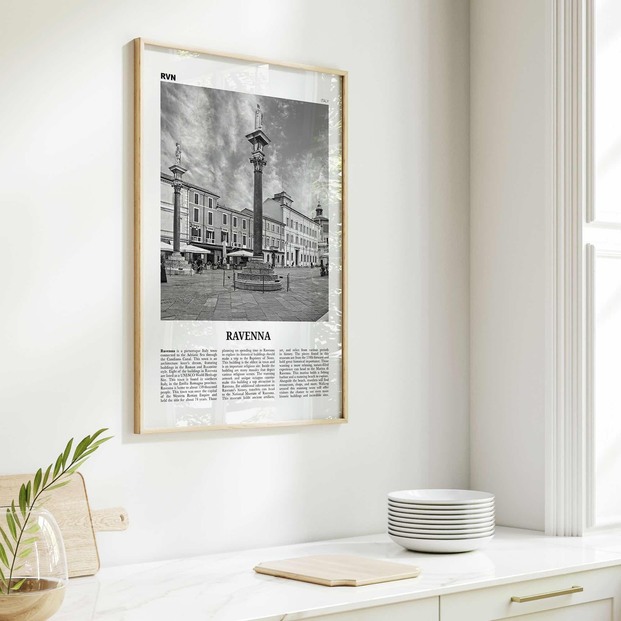 Ravenna Print Black and White, Ravenna Wall Art, Ravenna Poster, Ravenna Photo, Ravenna Wall Décor, Ravenna Map, Italy