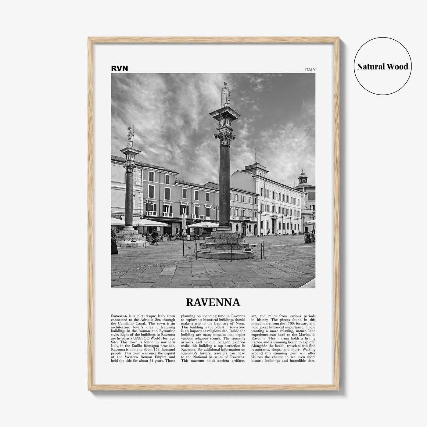 Ravenna Print Black and White, Ravenna Wall Art, Ravenna Poster, Ravenna Photo, Ravenna Wall Décor, Ravenna Map, Italy