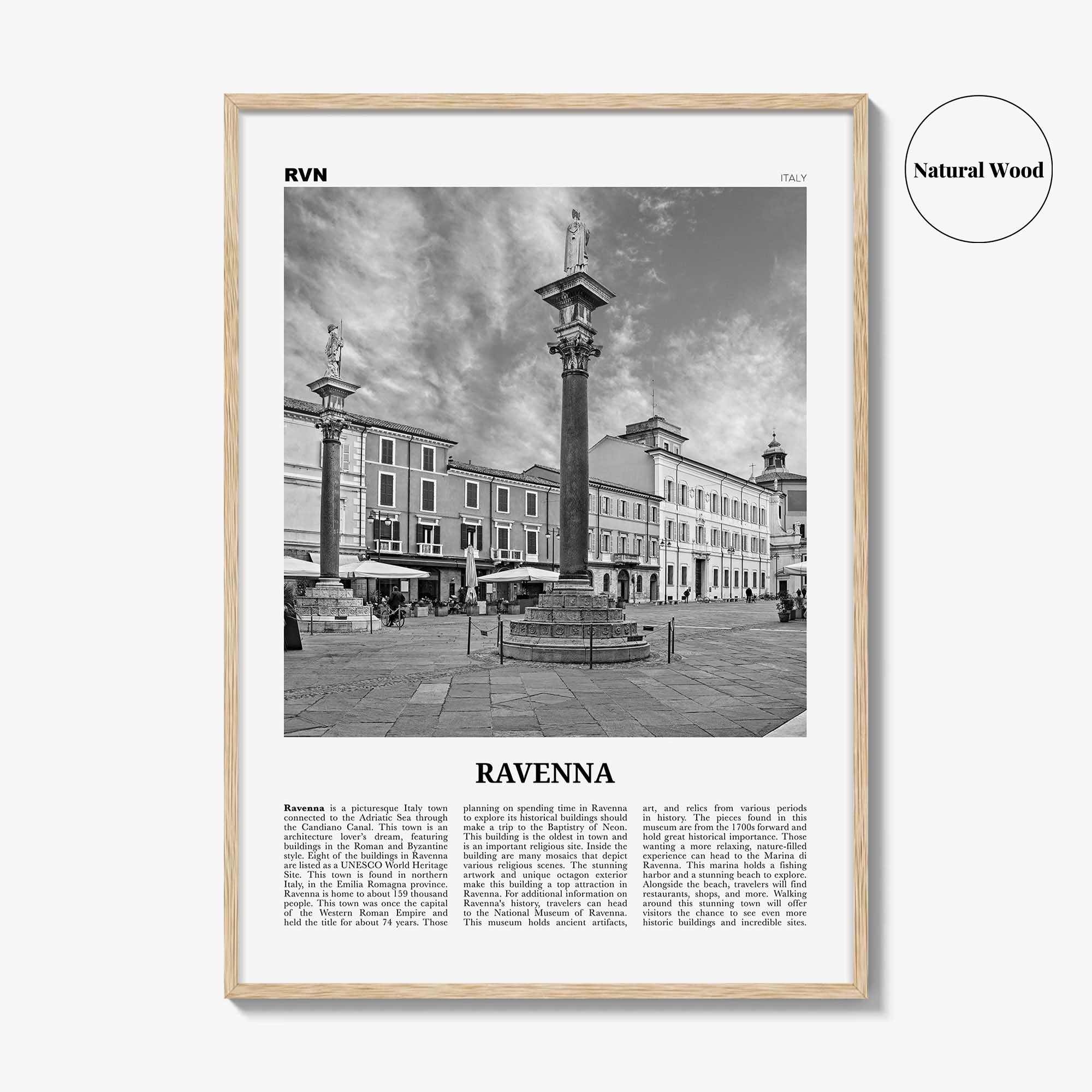 Ravenna Print Black and White, Ravenna Wall Art, Ravenna Poster, Ravenna Photo, Ravenna Wall Décor, Ravenna Map, Italy