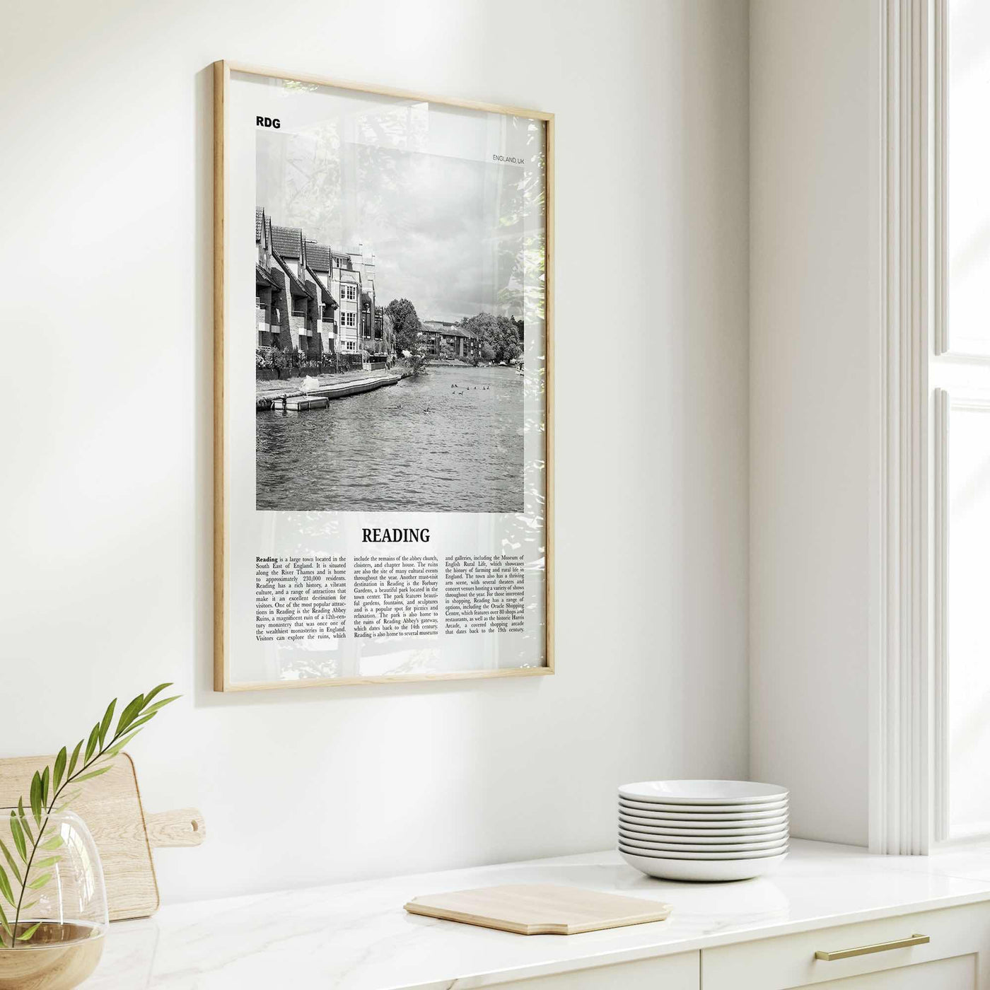 Reading Print Black and White England, Reading Wall Art, Reading Poster, Reading Photo, Reading Map, Reading Wall Decor, England, UK