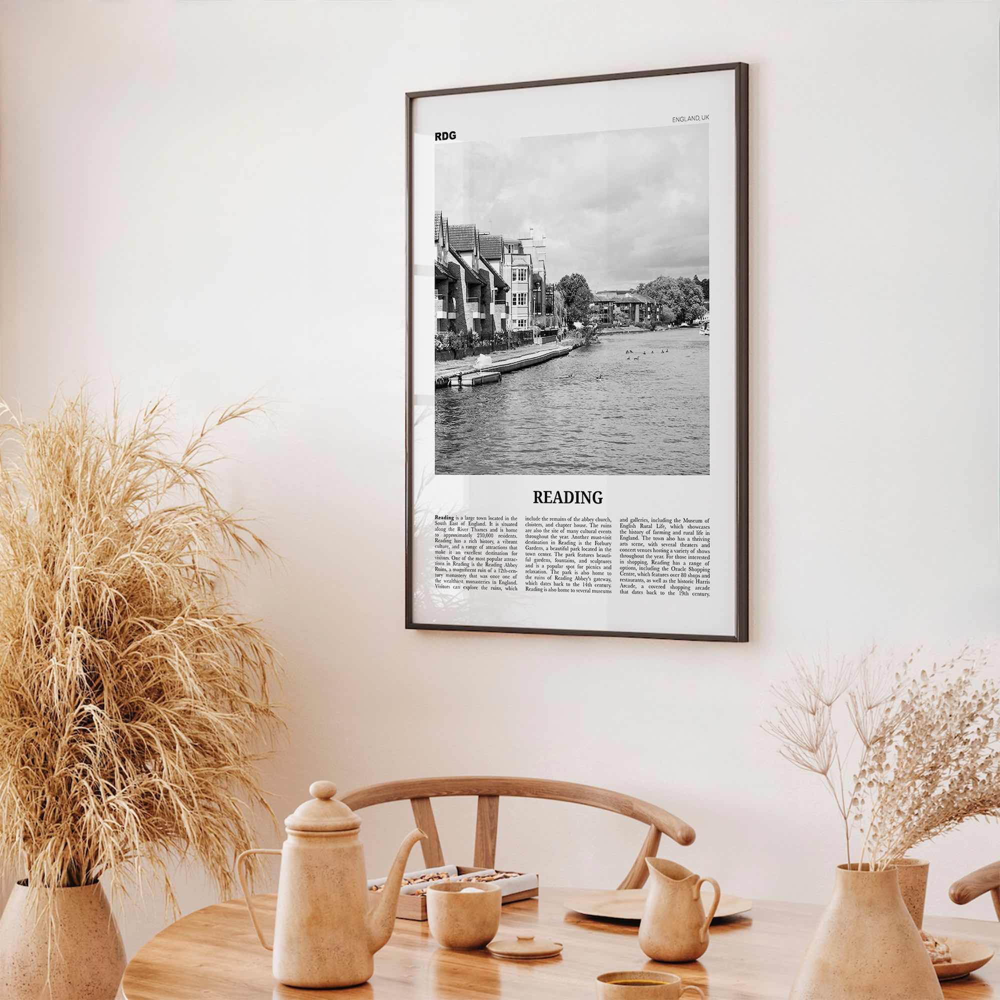 Reading Print Black and White England, Reading Wall Art, Reading Poster, Reading Photo, Reading Map, Reading Wall Decor, England, UK