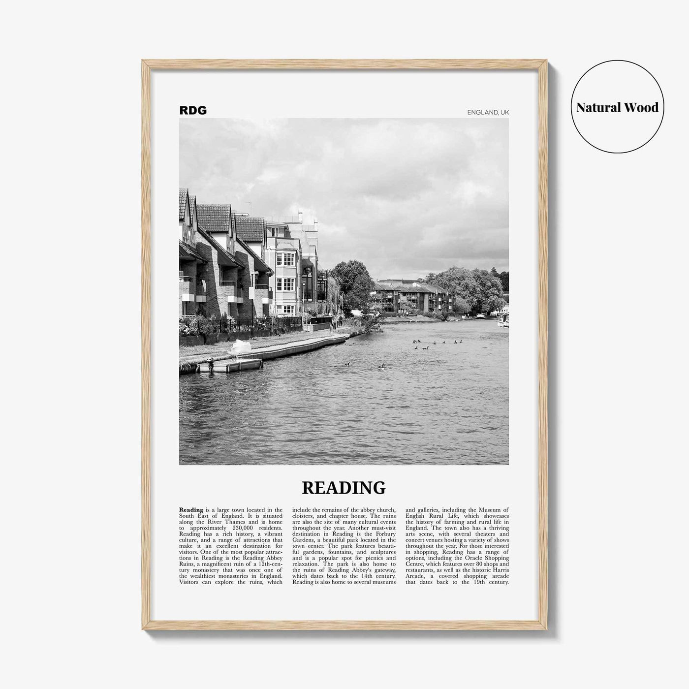 Reading Print Black and White England, Reading Wall Art, Reading Poster, Reading Photo, Reading Map, Reading Wall Decor, England, UK