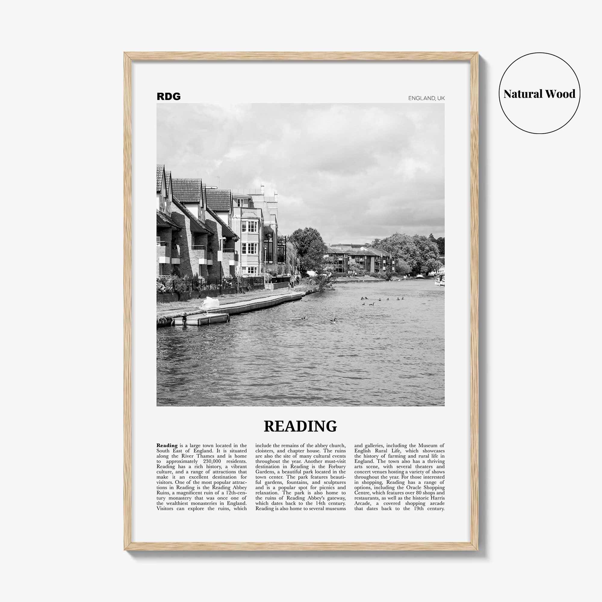 Reading Print Black and White England, Reading Wall Art, Reading Poster, Reading Photo, Reading Map, Reading Wall Decor, England, UK