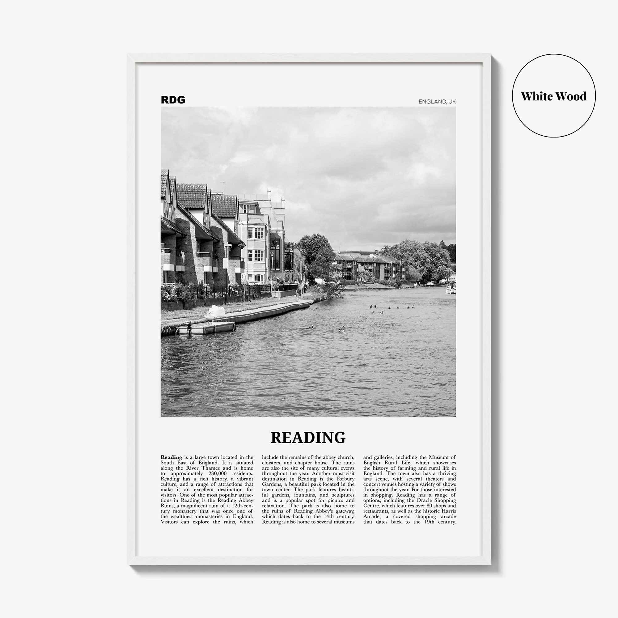 Reading Print Black and White England, Reading Wall Art, Reading Poster, Reading Photo, Reading Map, Reading Wall Decor, England, UK