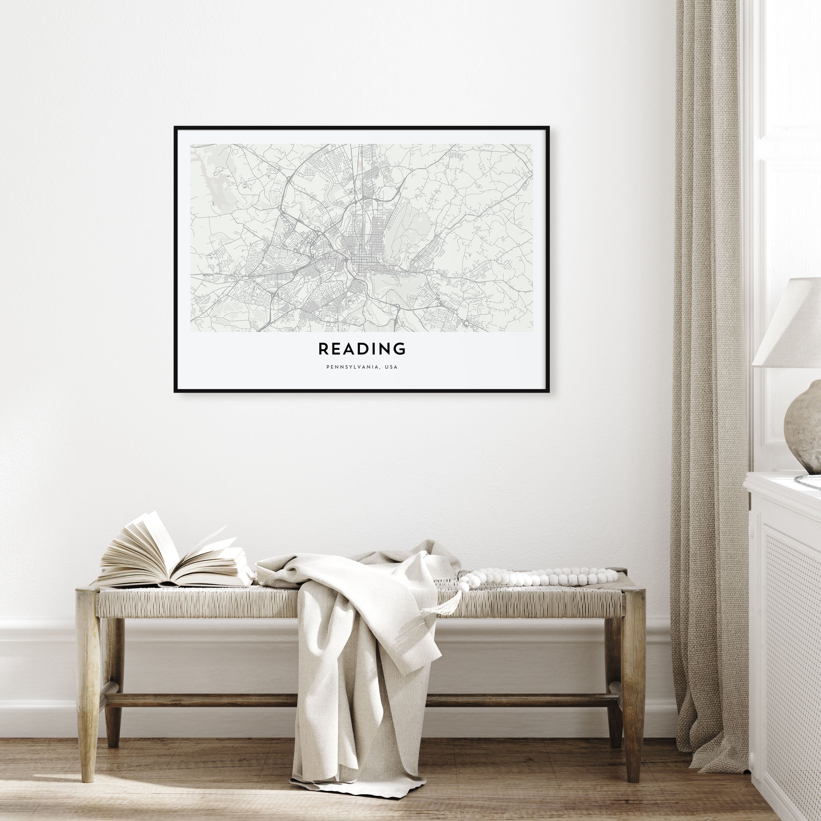 Reading, Pennsylvania Map Landscape Poster