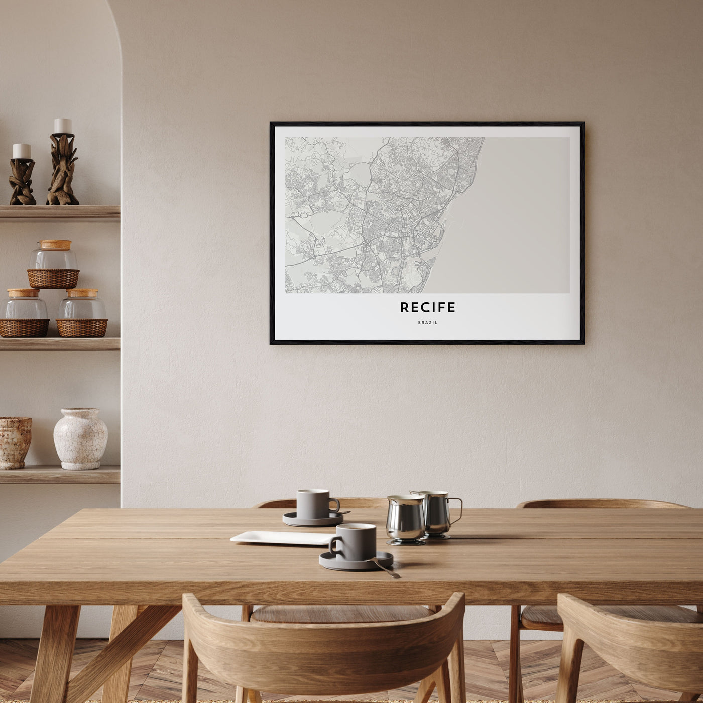 Recife Map Landscape Poster