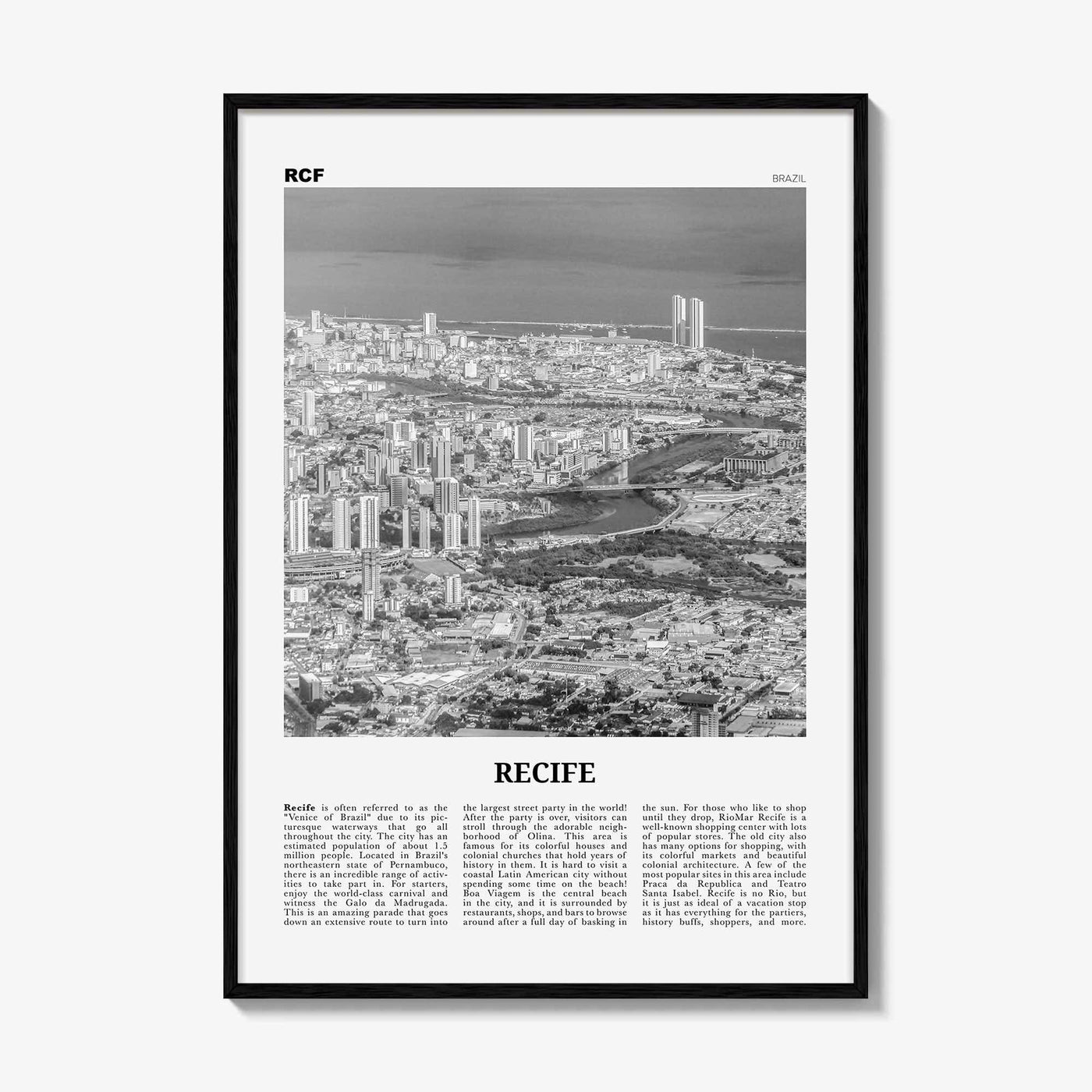 Recife Print Black and White, Recife Wall Art, Recife Poster, Recife Photo, Recife Wall Décor, Brazil, Pernambuco
