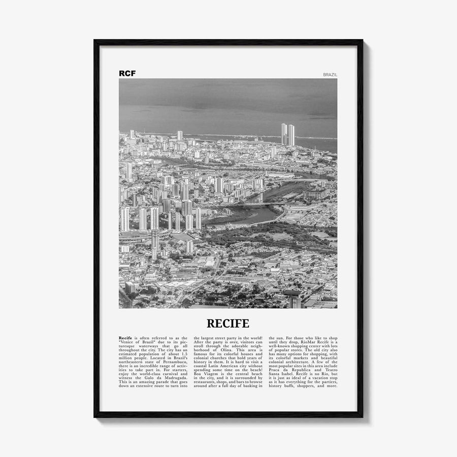 Recife Print Black and White, Recife Wall Art, Recife Poster, Recife Photo, Recife Wall Décor, Brazil, Pernambuco
