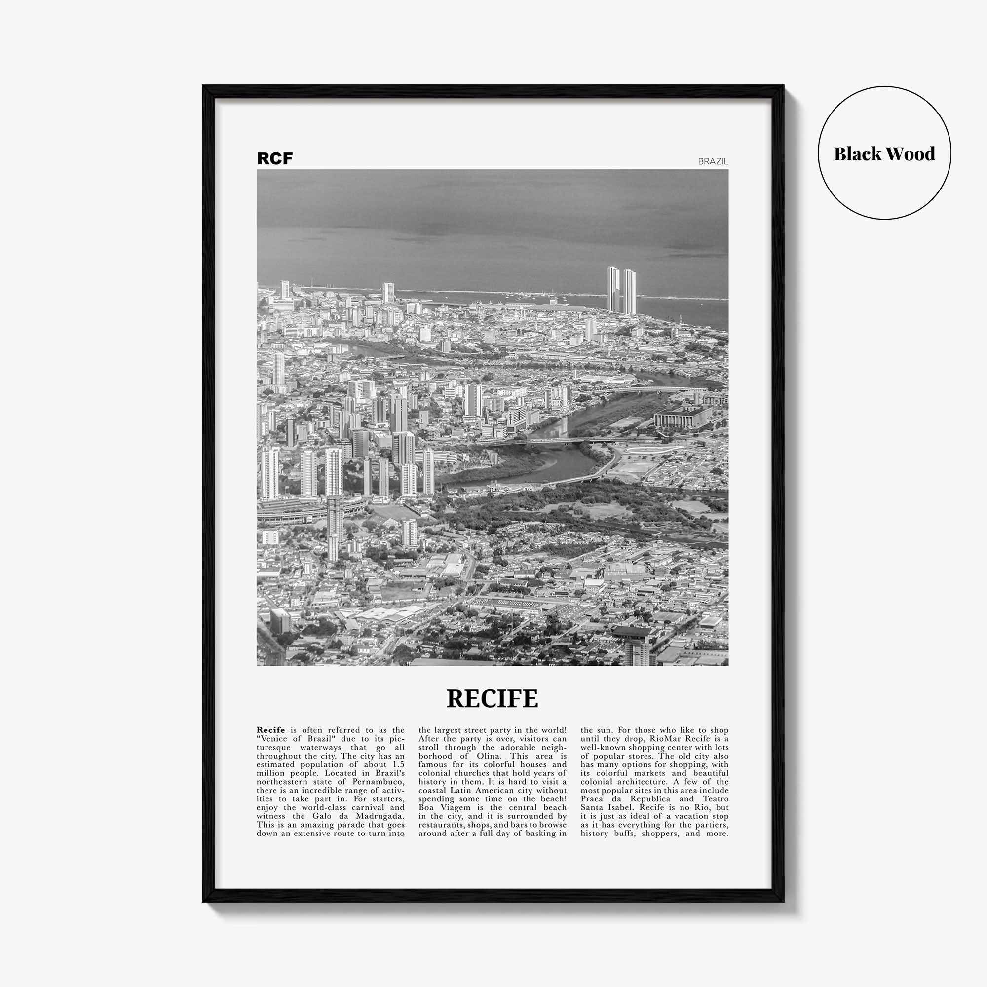 Recife Print Black and White, Recife Wall Art, Recife Poster, Recife Photo, Recife Wall Décor, Brazil, Pernambuco