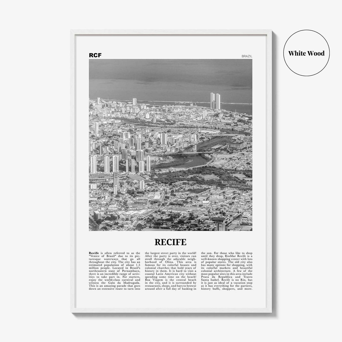 Recife Print Black and White, Recife Wall Art, Recife Poster, Recife Photo, Recife Wall Décor, Brazil, Pernambuco