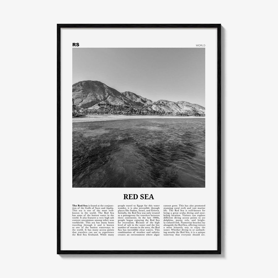 Red Sea Print Black and White, Red Sea Wall Art, Red Sea Poster, Red Sea Photo, Red Sea Wall Décor, Red Sea Map, World