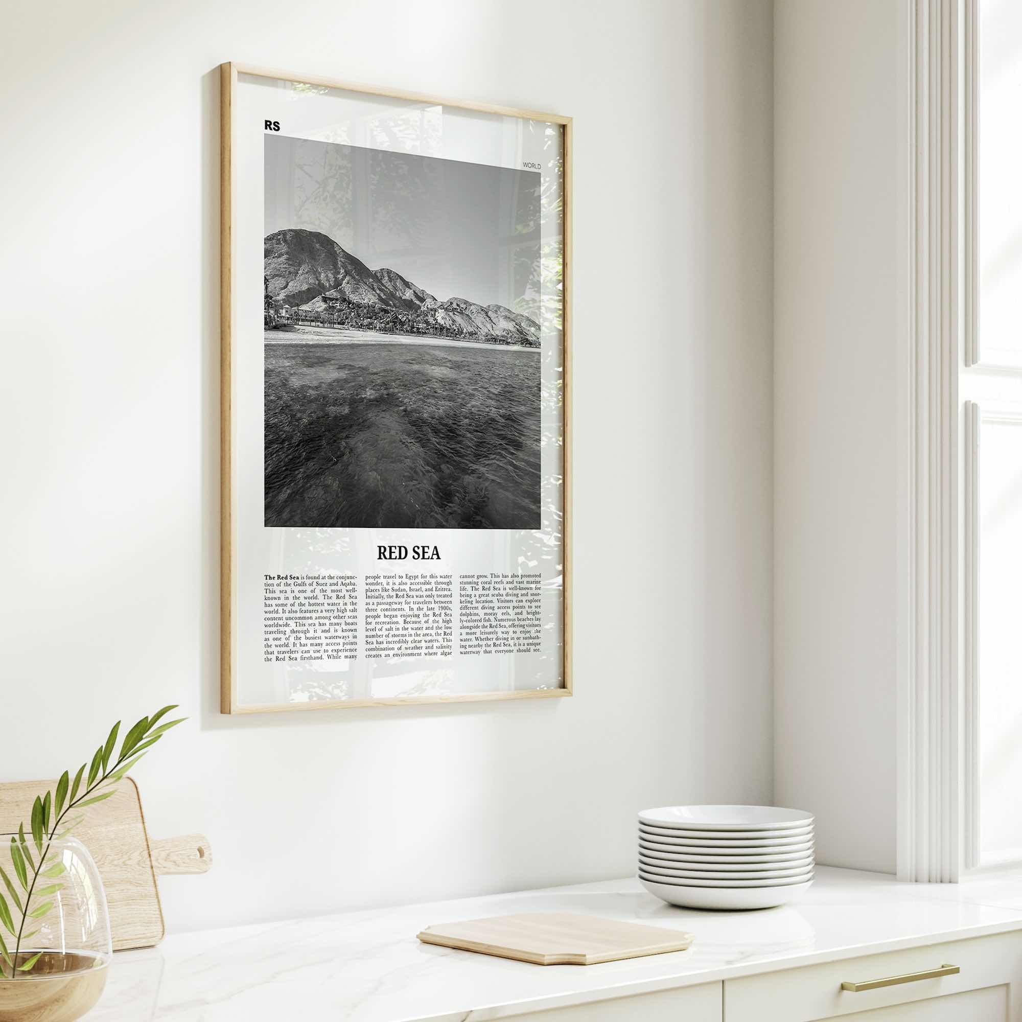 Red Sea Print Black and White, Red Sea Wall Art, Red Sea Poster, Red Sea Photo, Red Sea Wall Décor, Red Sea Map, World