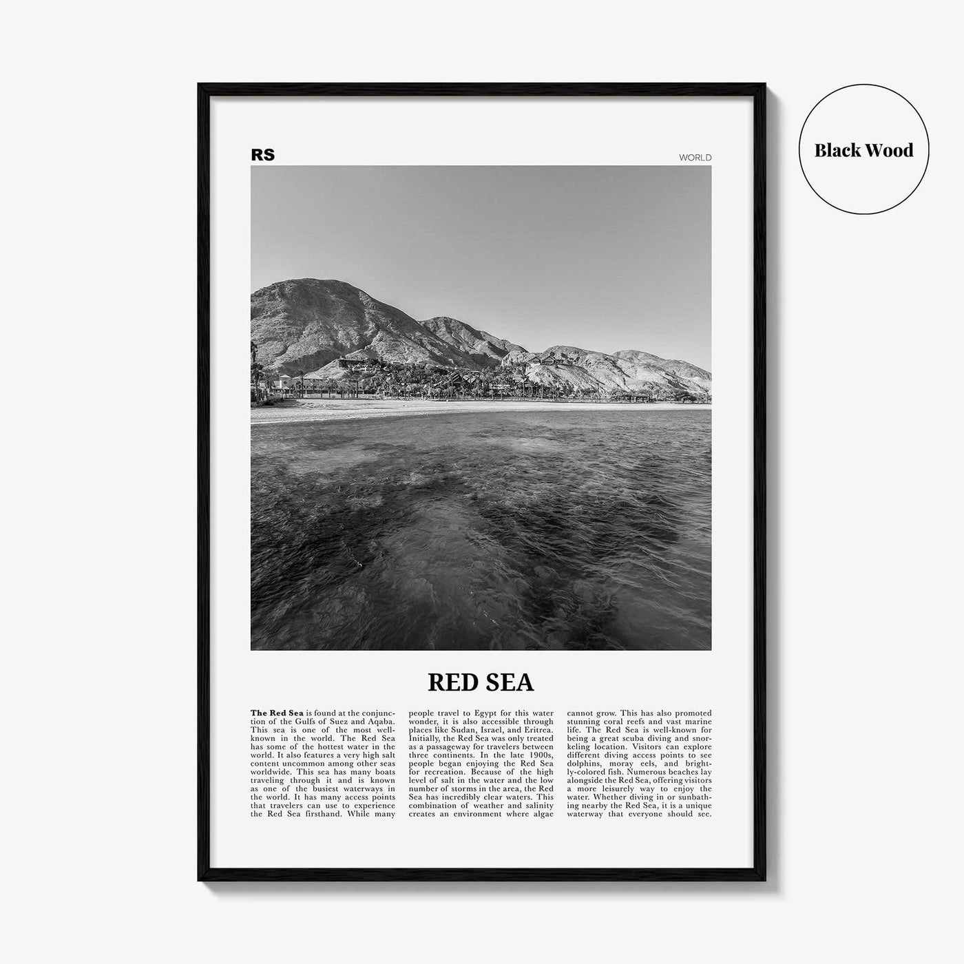 Red Sea Print Black and White, Red Sea Wall Art, Red Sea Poster, Red Sea Photo, Red Sea Wall Décor, Red Sea Map, World