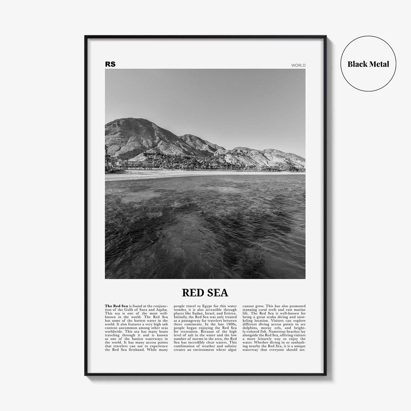 Red Sea Print Black and White, Red Sea Wall Art, Red Sea Poster, Red Sea Photo, Red Sea Wall Décor, Red Sea Map, World