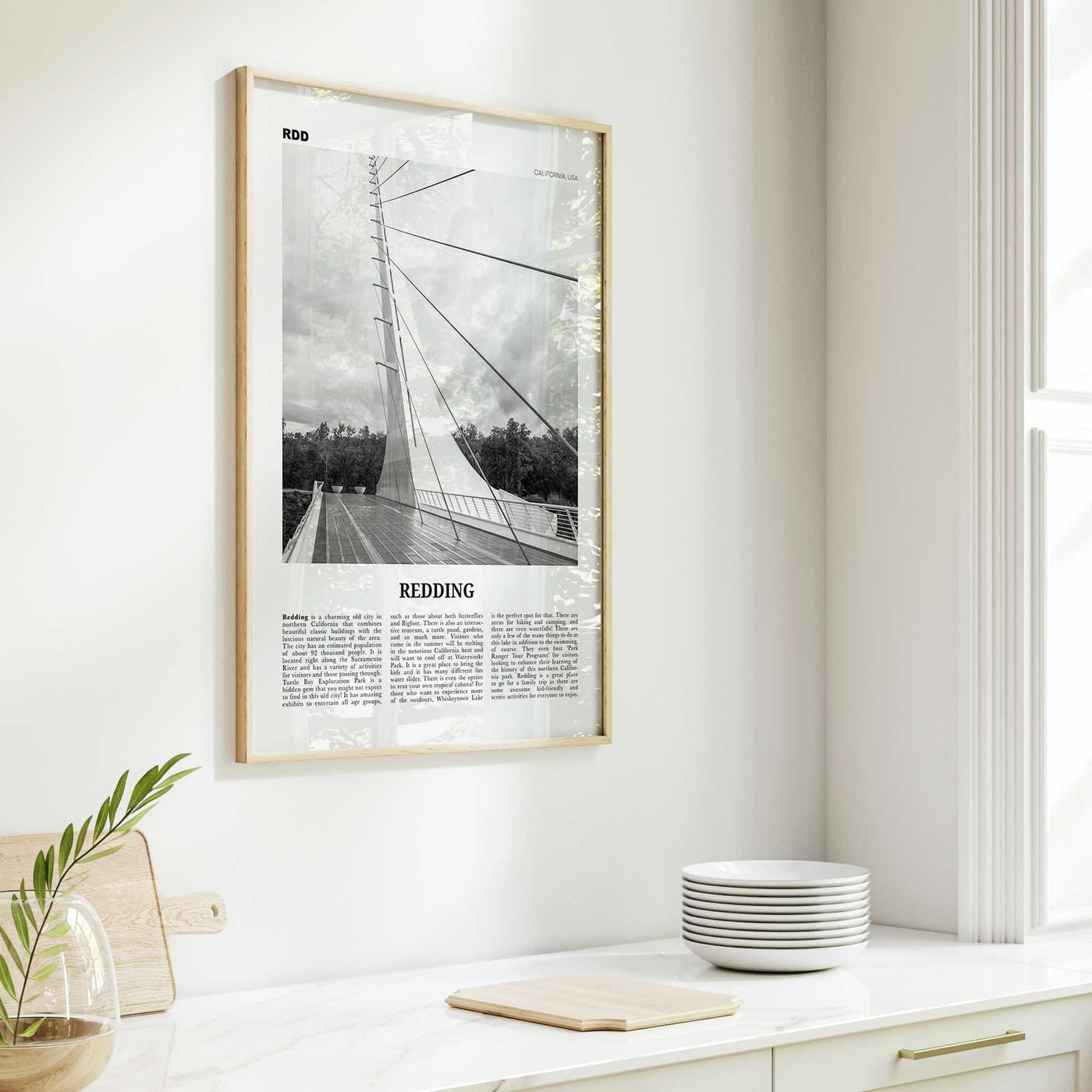 Redding Print Black and White, Redding Wall Art, Redding Poster, Redding Photo, Redding Wall Décor, California, USA, United States
